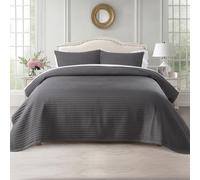 KASENTEX Queen XL Quilt Set 98"x98" - Soft Washed 3-Layer Lightweight Bedspread, Minimalist Nordic Design, All-Season Spring & Summer Quilt Set (1 Quilt + 2 Pillow Shams),Tornado Dark Grey