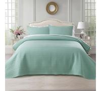 KASENTEX Queen XL Quilt Set 98"x98" - Soft Washed 3-Layer Lightweight Bedspread, Minimalist Nordic Design, All-Season Spring & Summer Quilt Set (1 Quilt + 2 Pillow Shams), Green