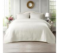 KASENTEX Quilt-Bedding-Coverlet-Blanket-Set, Machine Washable, Ultra Soft, Lightweight, Stone-Washed, Detailed Stitching - Solid Color (Ivory, Full/Queen + 2 Shams)