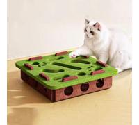 Kaseremy Cat Interactive Puzzle Toy, Felt Maze Cat Toys Balls with Bells for Indoor Cats Kitten Adult Self Play (Green Square)