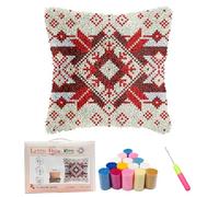 Kaseremy Christmas Latch Hook Cushion Kits for Adults Beginners, Mandala Pattern Cushion Covers for Crafting, Crochet Craft Kits DIY Cute Pillow Case Sofa Home Christmas Decor Gift for Women