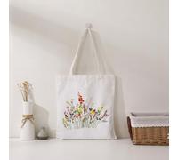 Kaseremy Embroidery Set Beginner Bag, Floral Pattern Canvas Bag Embroidery Set Adults Beginners, Embroidery Set Linen Carry Bags with Instructions Embroidery Hoop Colourful Threads and Needles (White)