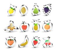 KASESSS 12 Pieces Cookie Cutters, Fruit Shape Sandwich Cutter, Pancake Mould Stainless Steel, Biscuit Cutters for Baking, Mini Cookie Cutters for Kids Party Birthday Christmas Valentine's Day