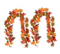 KASESSS 2 Pack Maple Leaf Artificial Hanging Plant, 1.75m Fake Hanging Plants, Garlands for Home Decoration, Artificial Climbing Plants Outdoor for Fireplace Party Thanksgiving Halloween Decor