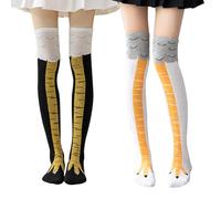 KASESSS 2 Pair Chicken Leg Socks, Funny Chicken Socks, Animal Socks, Novelty Chicken Legs Socks, Chicken Feet Knee Thigh High Socks Chicken Feet Socks for Mens Womens for Cosplay and Party Accessories