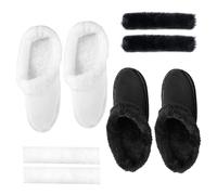 KASESSS 2 Pairs Insoles for Crocs Clogs Replacement, Fluffy Fleece Lined for Crocss, Winter White Black Liners for Clogs with Shoelace Cover, Warm Removable Fuzzy Liners, Insole Inside Length 240mm