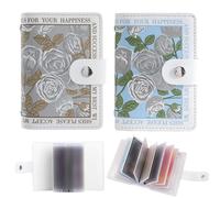 KASESSS 2 Pcs Credit Card Holders for Women, PU Leather Credit Card Holder, Compact Credit Card Wallet, Pretty Card Holder Purse Floral Pattern Travel Card Holder with 22 Card Slots for Men and Women
