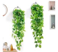 KASESSS 2 Pcs Fake Plants Trailing, 110cm Hanging Artificial Plants Indoor, Fake Vines Hanging Plant, Fake Ivy Leaves Decoration, Artificial Hanging Plants for Home Indoor Room Outdoor Office Wedding
