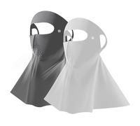 KASESSS 2 Pcs Full Face Shield Sunscreen Face Mask, Full Face Mask Breathable, Face Cover For Sun Protection, UPF 50+ Ice Silk Face Covering Mask, Neck Gaiter for Summer Beach Travel Outdoor Sports