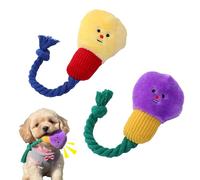 KASESSS 2 Pcs Squeaky Dog Toys, Plush Light Bulb Interactive Dog Toys, Dogs Toy for Boredom, Teething Chew Dogs Toy for Small Medium dog Playtime &Training, Puppy Birthday Gift, Yellow Purple