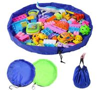 KASESSS 2 Pcs Toy Storage Bags Portable Play Mat Drawstring Organiser Playmat Foldable Kids Storage Toy Bag For Boys And Girls, Toys Fast Cleanup Children's Travel Bag Green Blue