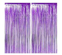 KASESSS 2 Pieces 1m*2m Tinsel Curtains, Shimmer Foil Curtain, Purple Laser Door Streamers, Glitter Curtain Backdrop, Foil Fringe Curtain for Birthday School Graduation Wedding Party Decorations