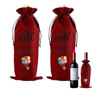 KASESSS 2 Pieces Burlap Wine Bags, Hessian Bottle Bags for Wine Reusable, Wine Bottle Cover with Drawstring, Wine Bottle Covers for Dinner Table Decor, Best Friend Family Coworker Birthday Gifts