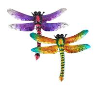 KASESSS 2 Pieces Iron Garden Fence Decorations, Dragonfly Garden Wall Art Outdoor, Fence Decorations Outdoor Colorful, GArden Wall Decorationss, Wall Art for Gardens for Livingroom Backyard Patio