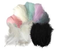 KASESSS 200 Pieces Feathers for Crafting, Soft White Feathers, Fluffy Black Feathers for Crafts, Natural Craft Feathers 6-15CM, Coloured Feather Use for DIY,Wall,Wedding,Masks,Party,Dream Catchers