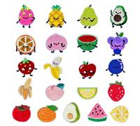 KASESSS 21 Pcs Fruit Iron On Patches, Patches for Clothing, Iron On Patch for Clothing, Colourful Sew on Patch Embroidery Patches Repair DIY Accessories for Shoes Jackets Jeans Clothes Bags