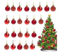 KASESSS 24 Pcs Red Christmas Baubles, 30 mm Shatterproof Mini Balls for Tree Decorations, Hanging Ornaments