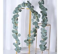 KASESSS 2Pcs 180cm Artificial Eucalyptus Garland, Hanging Plants, Artificial Plants Green Leaves, 5.9FT Eucalyptus Plant Fake Silver Dollar Eucalyptu Leaves Vines for Table Home Wedding Indoor Outdoor