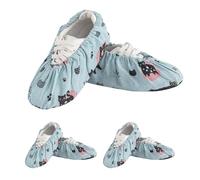 KASESSS 3 Pairs Shoe Covers Reusable, Cartoon Kitten Overshoes, Non Slip Shoe Protector Covers, Dustproof Indoor Shoe Cover, Washable Over Shoes Protectors, Shoes Cover for Protect Carpeted Floors