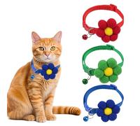 KASESSS 3 Pieces Cat Collar Flower, Kitten Collar Cute, Cat Collar with Bell, Cat Collars, Kitten Collars Adjustable 19-32cm, Kitten Collars 8 Weeks Old for Puppy Kitten Supplies (Blue,Red,Green)