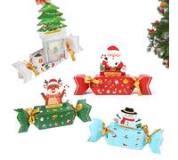 KASESSS 4 Pcs Christmas Money Box, Cartoon Surprise Christmas Money Gift Boxes, DIY Candy Christmass Moneys Holders for Cash with Pull out Card and Transparent Bags at christmass Party Adult Kids