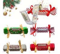 KASESSS 4 Pcs Christmas Money Box, Christmas Surprise Money Box Cash Gift Pull, Surprise Moneys Gift Boxes with Pull out Card and Transparent Bags for Giving Cash at christmas Party Kids Adult