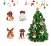 KASESSS 4 Pcs Christmas Tree Decorations, Christmas Decorations, Big Snowflake Christmas Ornament Hanging, Father Christmas, Snowman, Elk, Bear Doll Charm, Holiday Xmas Party Decorations for Kids