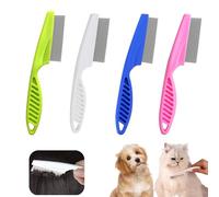 KASESSS 4 Pcs Flea Comb, Stainless Steel Nit Comb, Reusable Head Lice Comb with Long Handle, Hangable Lice Combs for Long Thick Hair Home Portable Nit Combs Kids Pets Adults to Remove Head Nits