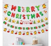 KASESSS 4 Pcs Merry Christmas Bunting Banner, Christmas Letter Garland Banner Xmas Signs Hanging, christmas Vintage Banners for Xmas Party Decoration Home Indoor Wall Fireplace Outdoor Party Supplies