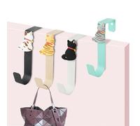 KASESSS 4 Pcs Over Door Hooks, Cat Motif Door Hanger, No-Punch Sturdy Coat Hooks for Bedroom Doors, Bathroom, Wardrobe