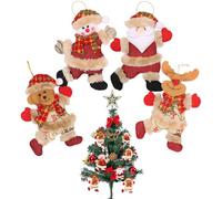 KASESSS 4 Pieces Christmas Tree Decorations, Santa Claus Reindeer Hanging Christmas Decorations, Novelty Xmas Tree decorations, Xmas Ornaments Hanging Fabric Dolls Pendant for Home Hotel Holiday Party