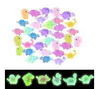 KASESSS 50 Pcs Mini Dinosaurs Luminous Resin Animals, Mini Resin Animals, Small Plastic Dinosaurs, Multi-style Bulk Animal Glow in the Dark for Micro Landscape Fairy Garden Aquarium Dollhouse Decor