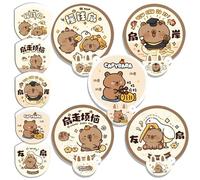 KASESSS 5Pcs Round HandFan Folding, Cute Capybara Patterns, Summer Handheld 2-in-1 Foldable Fan with Reflector, Storage Bag, Pop-Up Fan for Home, Travel, and Photos