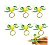 KASESSS 6 Pcs Lemon Napkin Rings Set, Napkin Holders, Rustic Wood Bead Napkin Buckles, Reusable Farmhouse Napkin Buckles for Thanksgiving Weddings Parties Dinners Christmas, Table Accessories Decor