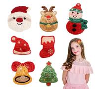 KASESSS 7 Pcs Christmas Hair Clips, Christmas Hair Accessories, Woven Hairs Barrettes, Snowman Father christmas Reindeer Jingle Bells Festive Hairs Accessories for Women and Girls Party Favors