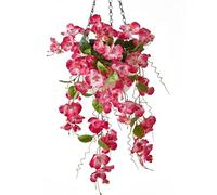 KASESSS Artificial Hanging Plants Bush, UV-Resistant Fake Hanging Plants, Artificial Hanging Flowers Long, Silk Flowers, Plastic Flower for Table Home Wedding Indoor Outdoor Yard Balcony, Pink
