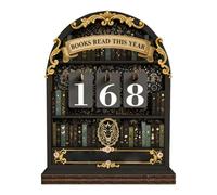 KASESSS Books Read This Year Counter, Retro Bookshelf Decor, Book Tracker for Reading Progress, Fun Wooden Book Counter with Flip Numbers for Books Lovers, Readers, Writers, Libraries, Gifts, Black