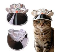 KASESSS Cat Hat, Dog Hat with Ear Holes, UV Protection Small Dog Cap, Floral Rabbit Ears Sun Sombrero Caps, Adjustable Rope Baseball Cap for Puppies Cats Outdoor Travel Sport Walking, M, Beige