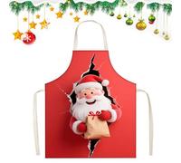 KASESSS Christmas Aprons for Women Men, 2D Funny Chef Apron, Aprons for Cooking, Kitchen Apron Santa Claus Gift Bag, Cooking Apron Waterproof for Xmas Party BBQ Baking Gardening Household Cleaning