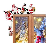 KASESSS Christmas Door Frame Decorations, Wooden Christmas Door Corner Decoration, Santa Claus Snowman Reindeer for Doors Window Frames with Round Sticker, Funny Cartoon DIY Craft for christmas Decor