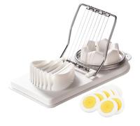 KASESSS Egg Slicer for Boiled Eggs, Multifunctional Egg Cutter, Egg Cutting Tool with Stainless Steel Wire, 2-in-1 Egg Slice for Evenly Slicing Boiled Eggs Ham Banana and Strawberry(White)