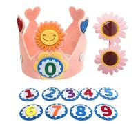 KASESSS Felt Birthday Crown Kids with Daisy Sunglasses, Reusable Birthday Hat with Interchangeable Numbers from 0 To 9, Pink Birthdays Crown for Kids Birthday Party Decorations Photo Props