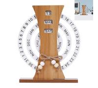 KASESSS Ferris Wheel Perpetual Calendars, Wooden Desk Calendar Ornament, Vintage Rotating Perpetual Calendar, Desktop Calendar, Wooden Calendar DIY Home Office Desktop Decorations for Perfect Gifts