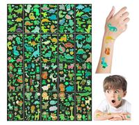 KASESSS Glow In The Dark Temporary Tattoos for Kids, 20 Sheets Dinosaur Animal Luminous Kids Tattoos Boys Girls, Cartoon Fake Tattoo Stickers, Birthday Party Decorations Favors Supplies