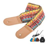 KASESSS Guitar Strap, Braided, Adjustable, Iridescent with Leather Ends, Comes with 4 Guitar Plectrums and 1 Plectrum Bag