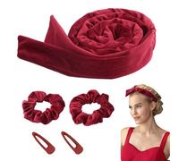 KASESSS Heatless Curlers, Silk Heatless Curlers Headband for Sleeping Overnight, Heatless Curls, Hair Curlers No Heat for All Hair Types, Soft Velour Heatless Hair Curler, Heatless Curler, Red