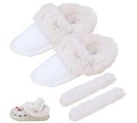 KASESSS Insoles for Crocs Clogs Replacement, Long-Haired Fur Liners for Crocs, Fleece Fur Lined for Crocss, Winter Milky-White Fluffy Croc Inserts with Shoelace Cover, Inside Length 240mm Warm