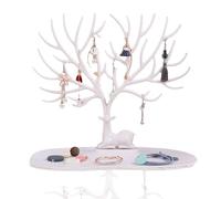 KASESSS Jewellery Tree Stand, Necklace Holder Fawn Base, White Jewellery Stand, Necklace Display Stand with Pallet, Necklace Tree for Home, Hanging Display Stand for Ring Earrings, Necklace, Bracelet