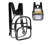 KASESSS Mini Clear PVC Backpack, 23×19×7cm Stadium Approved See Through Bag Waterproof Small Rucksack for Women Men Transparent Casual Daypacks for Concert School Travel Festival Sports Work