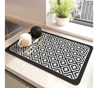KASESSS Minimalist Style Dish Drying Mat 30x40cm, Super Absorbent Drying Mat For Kitchen Counter, Non Slip Coffee Matt Quick Dry Draining Mats For Kitchen Worktop Bar Easy To Clean Black
